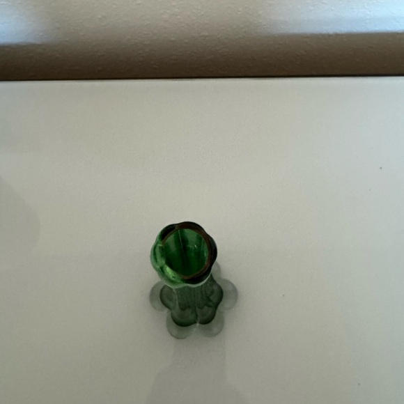 Vintage Mid Century Modern Green Elephant Foot Glass Bud Vase 9” tall - Picture 3 of 4